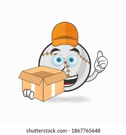 The Baseball mascot character is a delivery person. vector illustration