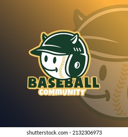 Baseball mascot character logo template premium vector