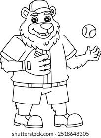 Baseball Mascot Isolated Coloring Page for Kids