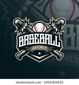 Vector de diseño de logotipo de mascota de béisbol con estilo de concepto de ilustración moderna para la impresión de insignia, emblema y camiseta. Ilustración del logotipo del béisbol para el equipo del deporte.