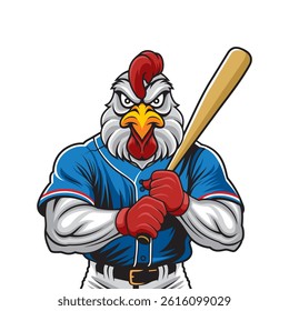 baseball mascot vector illustration chicken baseball design
