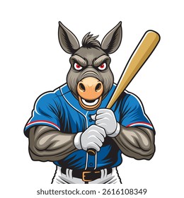 baseball mascot vector illustration donkey baseball design