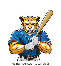 baseball mascot vector illustration jaguar baseball design
