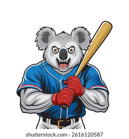 baseball mascot vector illustration koala baseball design