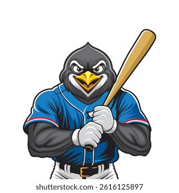 baseball mascot vector illustration penguin baseball design