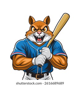 baseball mascot vector illustration squirrel baseball design