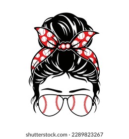 Baseball Messy Bun Shirt, Messy Bun, Messy Bun, Baseball Vector, Girl Shirt, Mother's Day Shirt, Baseball Shirt Print Template