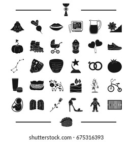 baseball, mine and other web icon in black style.plants, travel, shoes icons in set collection