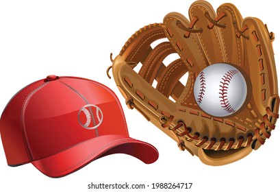 Baseball Mitt, ball and Cap