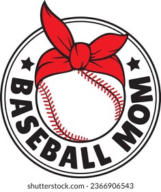 Baseball Mom Badge Color. Vector Illustration.