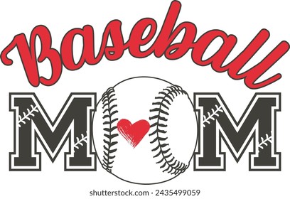 Baseball Mom with Heart Inside the Ball