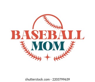Baseball mom quote logotype retro typography SVG on white background