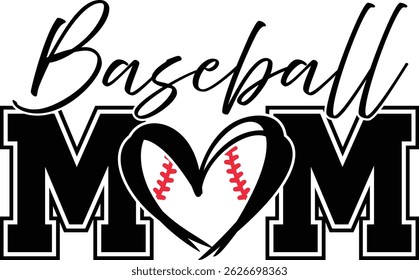 Baseball mom shirt vector art for crafters designers. Includes vector formats. Perfect for Cricut Illustrator projects, showing your baseball mom pride.