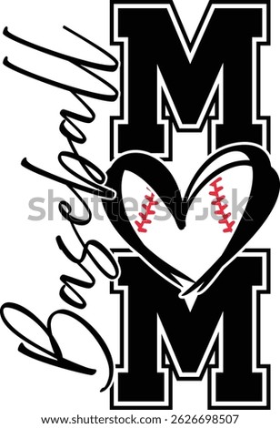 Baseball mom shirt vector art for crafters designers. Includes vector formats. Perfect for Cricut Illustrator projects, showing your baseball mom pride.