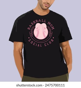 BASEBALL MOM SOCIAL CLUB  VINTAGE SPORTS T-SHIRT DESIGN,