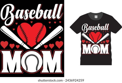 Baseball Mom, baseball t shirt design template. Creative, typography, vector, Illustration, baseball game, sports, t shirt design template, ready  for print poster, banner, mug, shirt.  