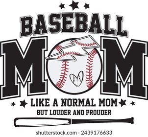 Baseball Mom Varsity style Loud and Proud Baseball Mom T shirt Design