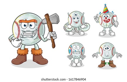 baseball monters, aliens and ghosts cartoon. cartoon mascot vector