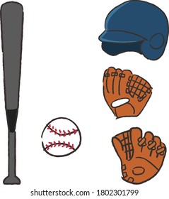 baseball motif image illustration set