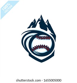 Baseball mountain team sport logo. Scalable and editable vector.