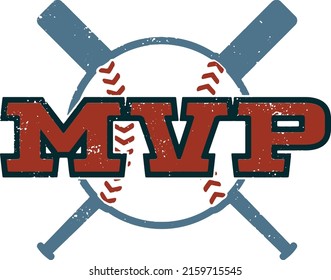 Baseball MVP Vector Stamp Graphic