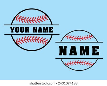 Baseball Name  Frame , Baseball Stitches  on a white background on a white background, Vector illustration.