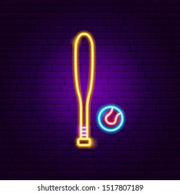 Baseball Neon Sign. Vector Illustration of Sport Promotion.