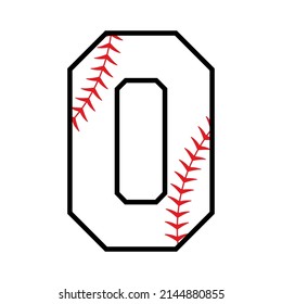 Baseball Number 0 Icon. Clipart Image Isolated On White Background