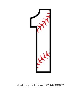 Baseball Number 1 Icon. Clipart Image Isolated On White Background