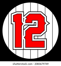 
Baseball number 12, vintage sport number