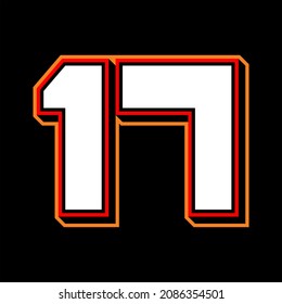 Baseball number 17, vintage sport number rugby