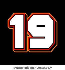 Baseball number 19, vintage sport number rugby