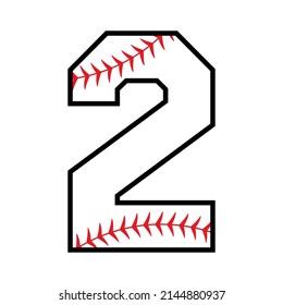 Baseball number 2 icon. Clipart image isolated on white background