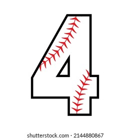 Baseball number 4 icon. Clipart image isolated on white background