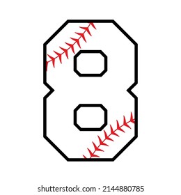 Baseball number 8 icon. Clipart image isolated on white background