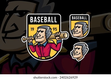 baseball old man mascot logo design collection for baseball team and sport