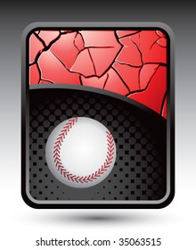 baseball on cracked halftone template