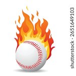 Baseball on fire with background, sport game , vector illustration.