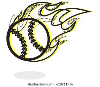 Baseball on Fire Illustration