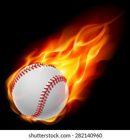 Baseball on fire. Illustration on black background