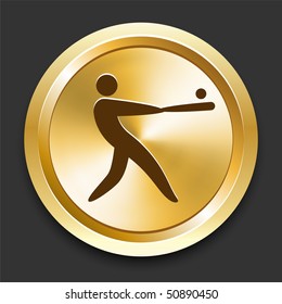 Baseball on Golden Internet Button Original Illustration