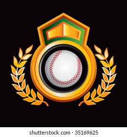 baseball on royal floral crest