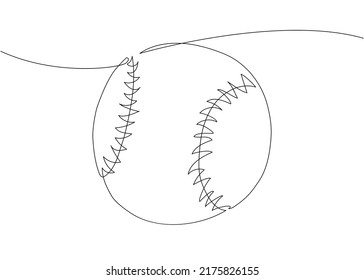 Baseball one line art. Continuous line drawing of ball, sport, hardball, softball, ball sports, activity, american, game, training, competitive, leisure, professional, play.