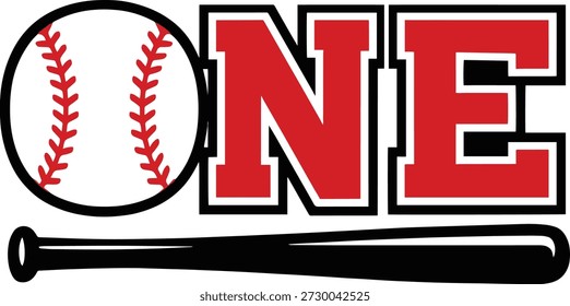 Béisbol una tipografía con pelota y bate