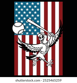 Baseball Osprey American Flag Patriotic Camiseta