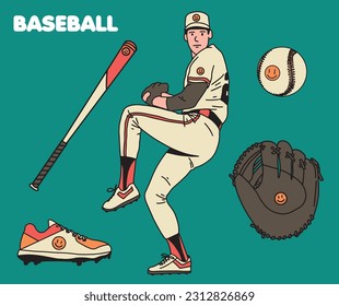 Baseball Outfit and Equipment Vector Illustration