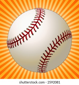 Baseball Over a Sunburst Background