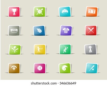 Baseball paper icons for web