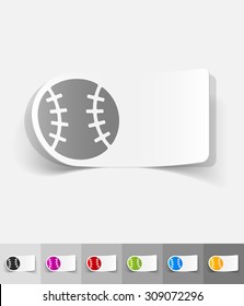 baseball paper sticker with shadow. Vector illustration