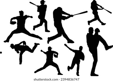 baseball people player serson illust silhouette vector